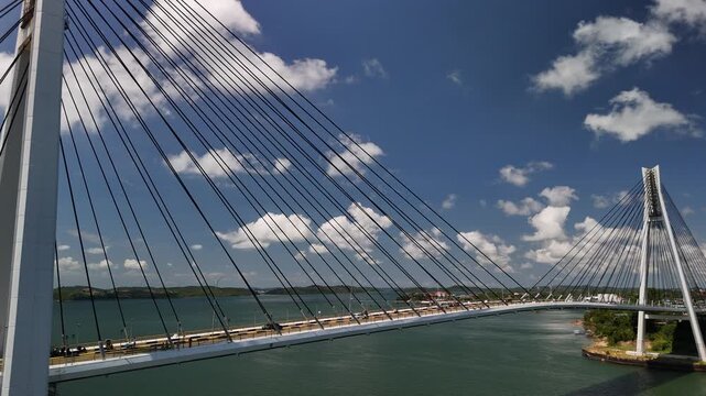 Barelang Bridge Traffic Flowing, Batam, Indonesia, 4K Stock Footage