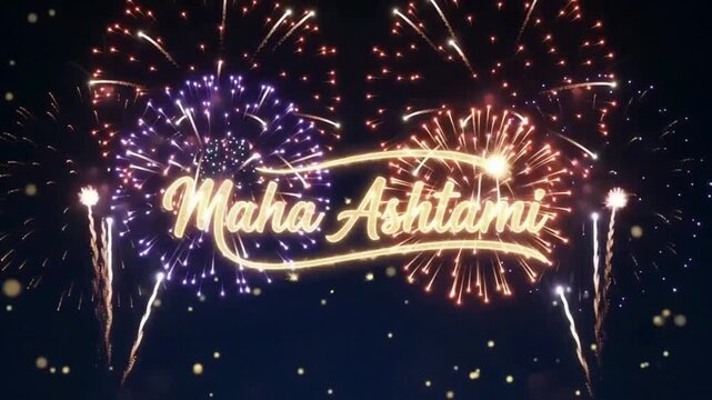 Maha Ashtami Festival Fireworks Celebration Greeting