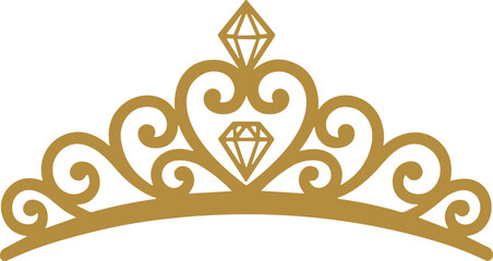 Royal gold tiara vector design element for princess birthday or wedding celebration. © RIDOY