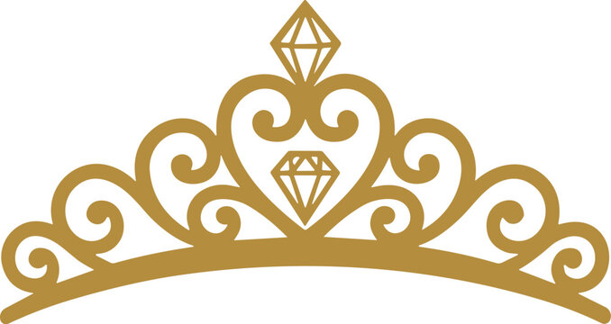 Royal gold tiara vector design element for princess birthday or wedding celebration.