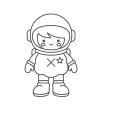 Fototapeta premium Cute astronaut cartoon outline
