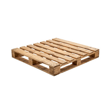 Wooden Pallet for Logistics and Warehousing Isolated on White Transparent Background