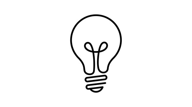 Light bulb idea icon line art illustration vector graphic design element with innovation creativity solution electricity thinking isolated