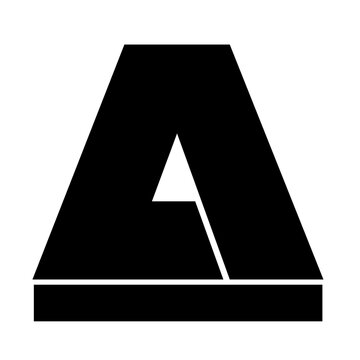 Letter A ultra bold brutalist stencil typography logo icon