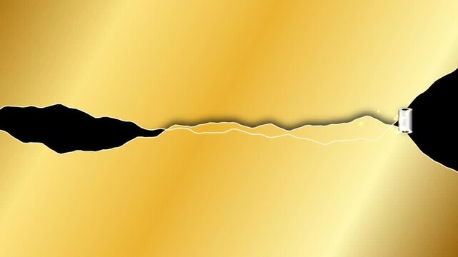 Abstract gold paper tear effect with particle animation reveal for luxury intro video.