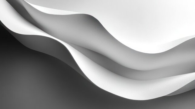 soft layered white paper waves forming flowing abstract folds with gentle light and shadow, evoking calm minimalist elegance