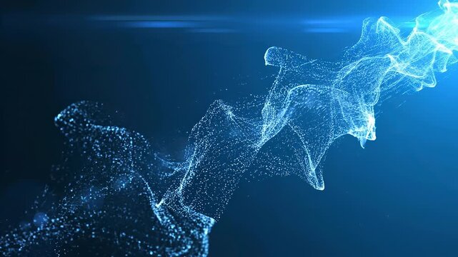 Dynamic technological corporate 3d abstract background loop with glowing lines and particle waves suitable for modern telecommunication visuals and data streams