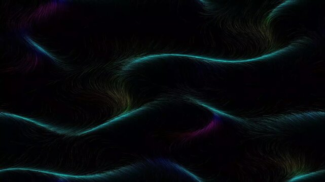 Dark Abstract Flow Field Visualization with Colorful Wavy Particle Trajectories Scientific Motion Graphics Animation