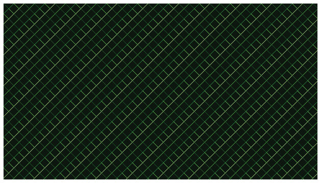 Diagonal neon green crosshatch pattern creates dynamic mesh effect on dark black background.