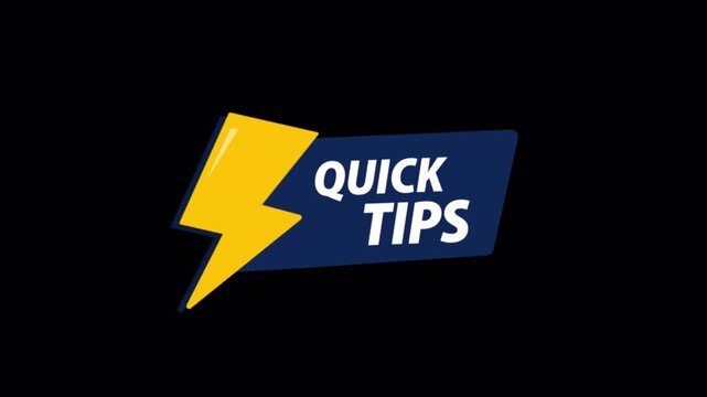 Animated Quick Tips Graphic with Lightning Bolt Icon - Transparent
