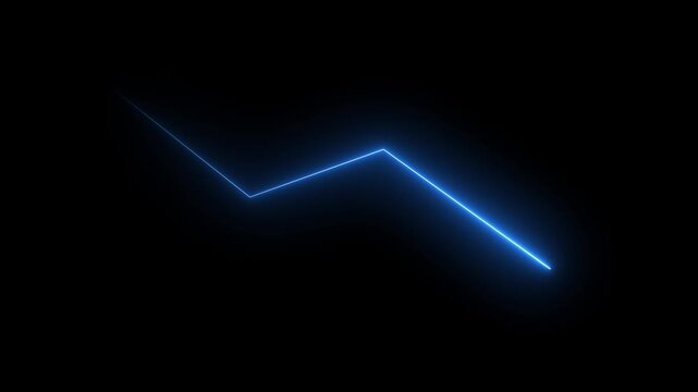 Neon blue zigzag line animation glowing abstract light stroke on black background