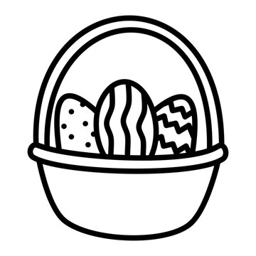 Easter eggs basket line icon for egg hunt gift