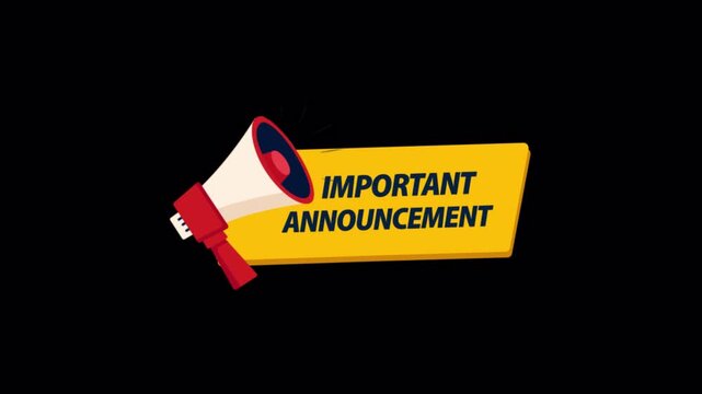 Animated Megaphone With Important Announcement- Transparent