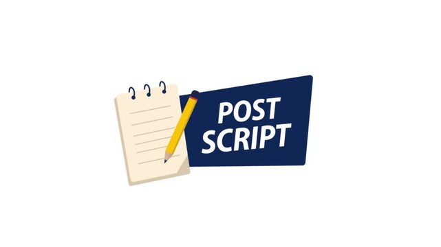 Animated Notepad with Pencil and Post Script