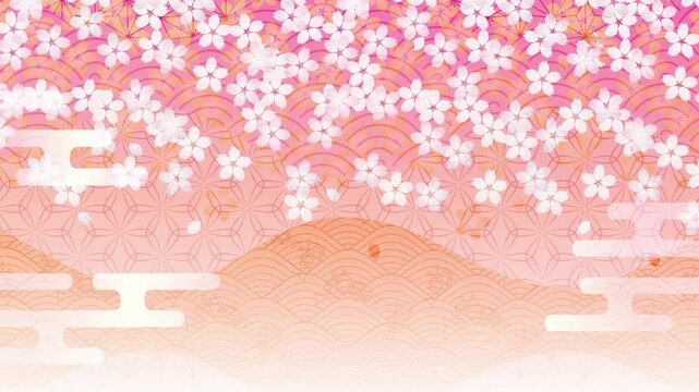 Elegant cherry blossoms with traditional patterns 4K