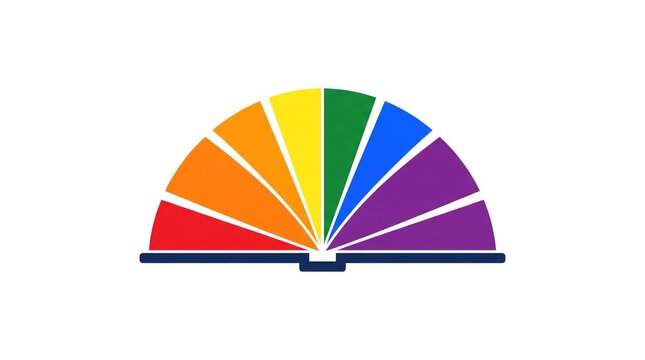 Arc of colorful open book pages creating a rainbow shape education spectrum vector illustration
