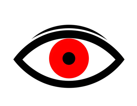 Black Eye Icon Vector with Bright Red Iris