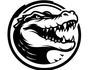 Naklejka premium Aggressive Crocodile Head Mascot Logo Vector in Circle Frame