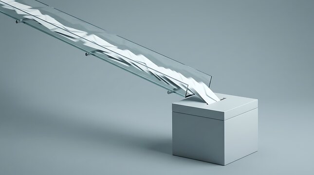 Voting box with ballots falling through glass chute for election concept