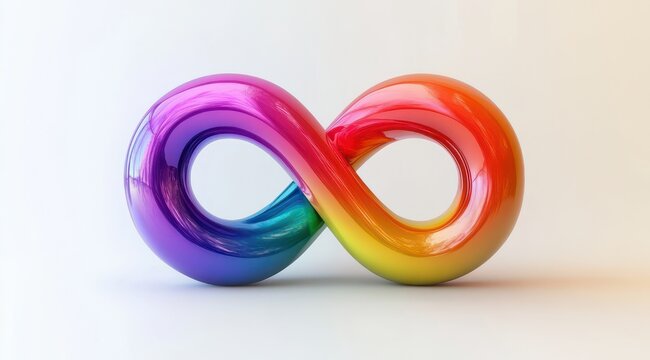 glossy multicolored 3d infinity loop on white background conveying playful optimism and endless creativity
