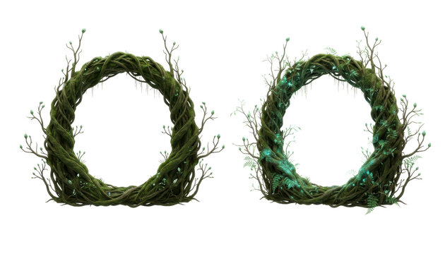 Two Circular Wreaths Made of Twisted Forest Vines