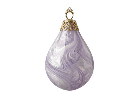 Elegant purple and white swirled Christmas tree glass ornament teardrop