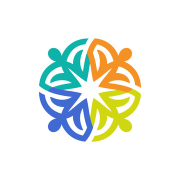Abstract colorful community people logo representing unity and diversity