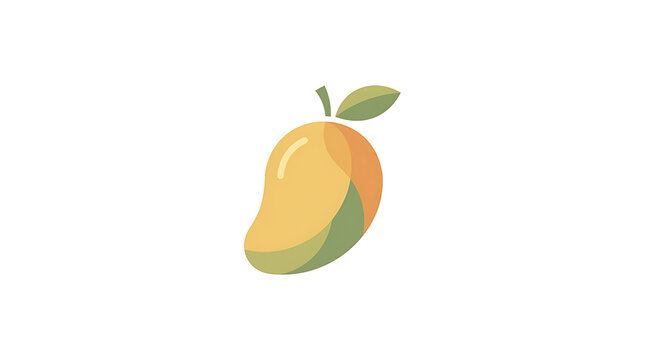 Minimalist mango fruit vector graphic with soft pastel color palette designed for tropical food branding projects and creative kitchen menu concepts.