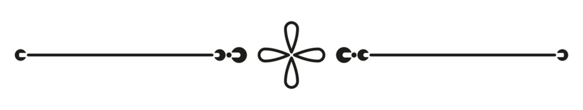 Decorative Horizontal Divider PNG with Central Flourish and Fine Line Ornament, Isolated on Transparent Background