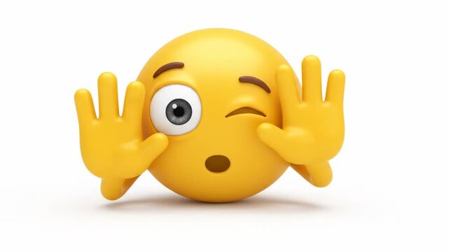 Winking yellow emoji making funny facial expressions