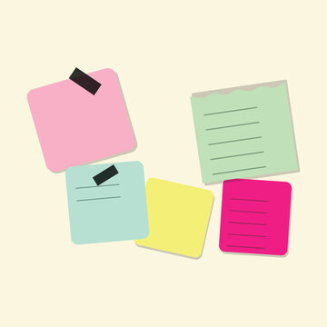 Colorful sticky notes with paper clips isolated