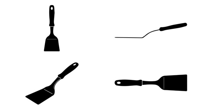 Minimalist Black Turner Utensil Silhouette Icon Pack