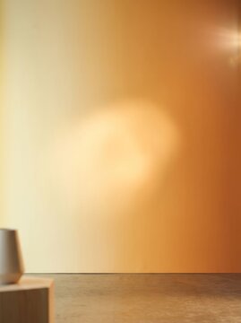 Warm Gradient Wall with Subtle Spotlight Effect and Minimalist Decor.