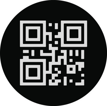 Black QR Code in Circular Icon Design