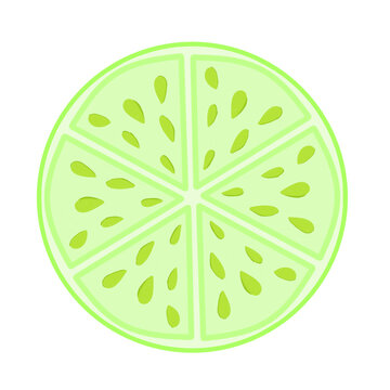 Stylized lime slice vector icon, flat citrus fruit graphic for food and beverage design.