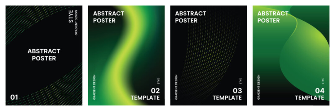 Abstract gradient poster background vector set. Modern cover templates with colorful geometric shapes and optical illusion design for social media, banner, wallpaper and brochure design