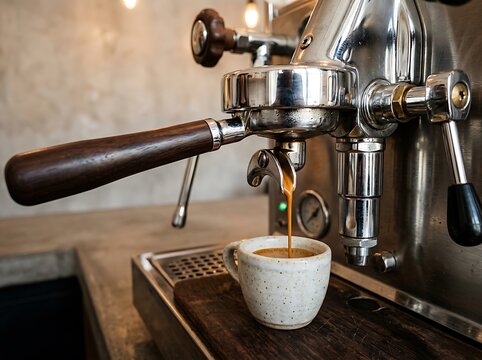 National coffee day celebration with fresh espresso in a rustic cup