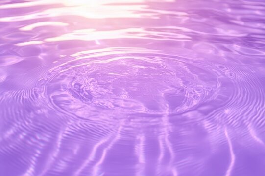 purple tinted water surface with concentric ripples and soft sunlight reflections conveying calm and tranquility