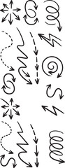 Obraz premium Collection of hand drawn arrow shapes on a white background