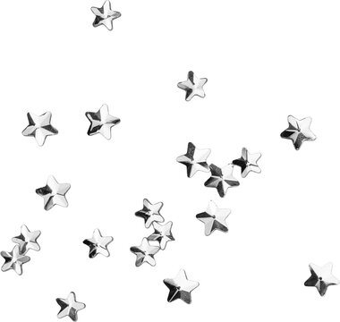 Silver Shiny Metallic Scattered Stars Confetti Decoration