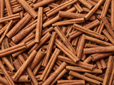 Full Frame Background of Aromatic Dried Cinnamon Sticks