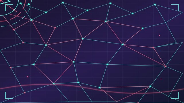 Glowing digital network lines motion graphic interface with abstract geometric animation