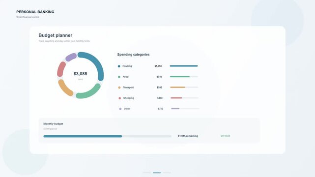 Modern financial dashboard interface showing analytics and charts