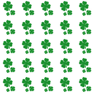 Seamless Green Four Leaf Clover Pattern Background