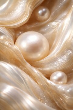 Open oyster shell displaying a lustrous pearl resting inside, set against a dark background highlighting the natural textures and colors of the shell.