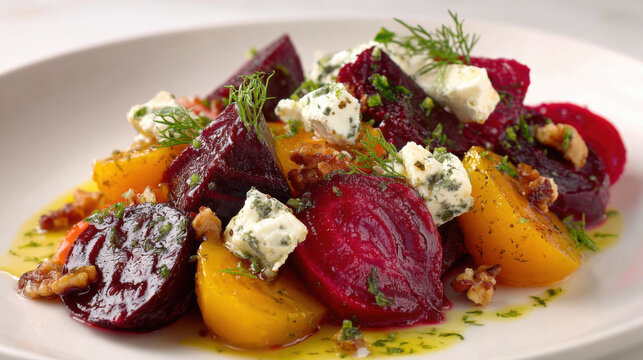 roasted beet salad with goat cheese and walnuts