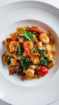 pad kee mao drunken noodles with seafood