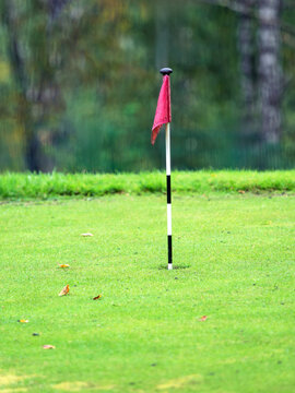 The pin on a golf course
