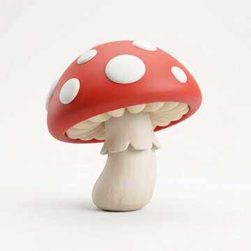 Amanite rouge &agrave; pois blancs isol&eacute;e sur fond blanc en illustration 3D