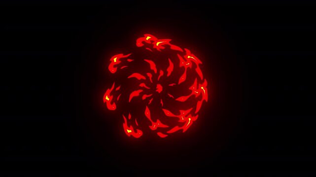 Fire Elements 2D Cartoon FX Yellow and Red Glowing Flame MP4 Video